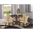 Pemberly Row 5-Piece Dining Set in Walnut Finish with Upholstered Chairs