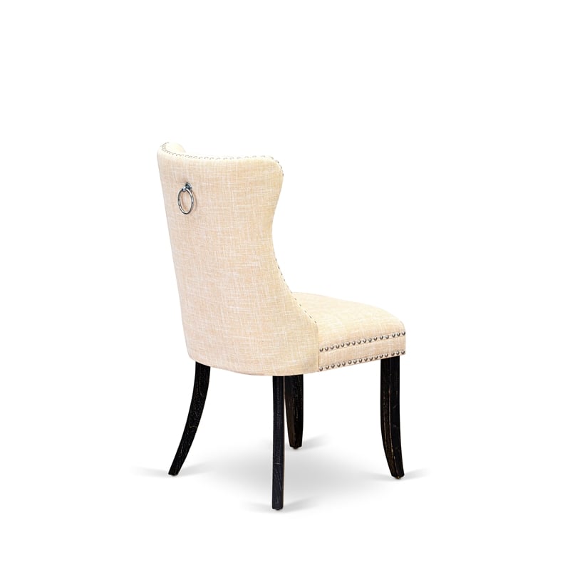 Pemberly Row Linen Fabric Parson Dining Chair in Light Beige (Set of 2)
