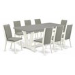 Pemberly Row 9-Piece Wood Dining Set with Shitake Linen Chairs