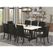 Pemberly Row 9-Piece Wood Kitchen Dining Set in Black Finish
