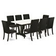 Pemberly Row 9-Piece Wood Kitchen Dining Set in Black Finish