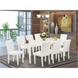 Pemberly Row 9-Piece Dining Set with PU Leather Seats in Linen White