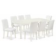 Pemberly Row 9-Piece Dining Set with PU Leather Seats in Linen White