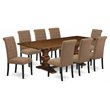 Pemberly Row 9-Piece Wood Dining Set in Antique Walnut Finish