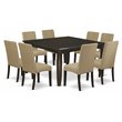 Pemberly Row 9-Piece Wood Dining Set in Cappuccino Finish