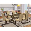 Pemberly Row 7-Piece Wood Dining Table Set in Jacobean Brown