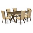 Pemberly Row 7-Piece Wood Dining Table Set in Jacobean Brown