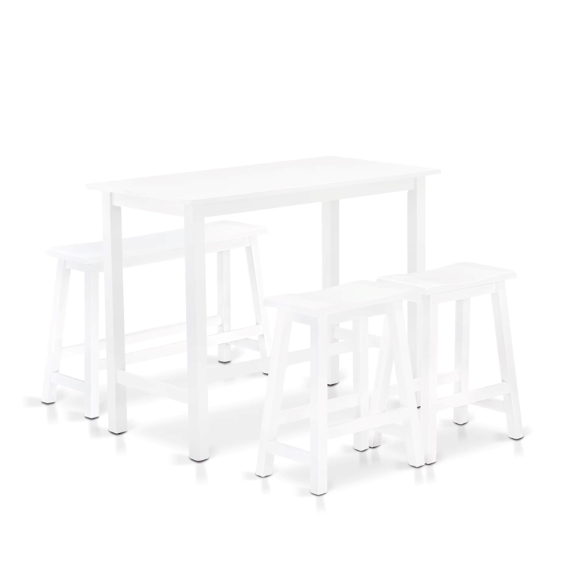 Pemberly Row 4-Piece Dining Room Set in Wire Brushed Bright White Finish