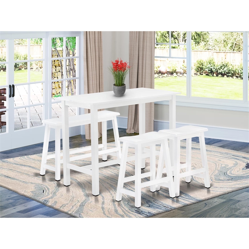 Pemberly Row 4-Piece Dining Room Set in Wire Brushed Bright White Finish