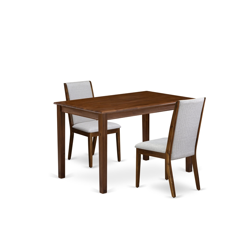 Pemberly Row 3-Piece Dining Table and Parsons Chairs in Antique Walnut
