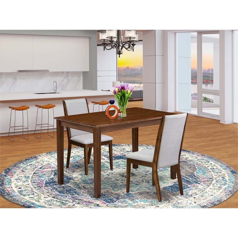 Pemberly Row 3-Piece Dining Table and Parsons Chairs in Antique Walnut