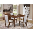 Pemberly Row 5-Piece Dining Set with Linen Upholstered Chairs in Antique Walnut