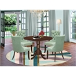 Pemberly Row 5-Piece Dining Table Set with Mahogany Wood Finish