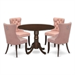 Pemberly Row 5-Piece Dining Room Set with Beige Red Faux Leather Upholstery