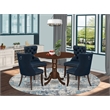 Pemberly Row 5-Piece Dining Set with Drop Leaf Table in Mahogany/Navy Blue