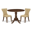 Pemberly Row 3-Piece Dining Set with Drop Leaf Table in Antique Walnut/Brown