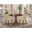 Pemberly Row 3-Piece Dining Set with Drop Leaf Table in Antique Walnut/Brown