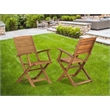 Pemberly Row 2-Piece Outdoor Folding Arm Chair Set in Natural Oil