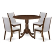 Pemberly Row 5-Piece Drop Leaf Round Dining Set in Antique Walnut