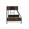 Pemberly Row Twin Over Full Metal Bunk Bed with Ladder and Rails in Black