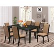 Pemberly Row 7-Piece Wood Dining Set in Black with Light Sable Chairs