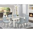 Pemberly Row 7-Piece Wood Dining Set with Linen White Table and Baby Blue Chairs