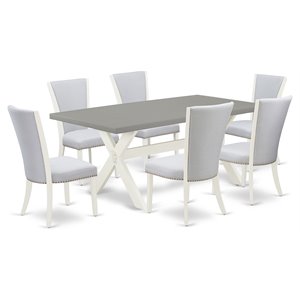 Pemberly Row Traditional Wood Dinette Set with 7 Pieces in White Finish