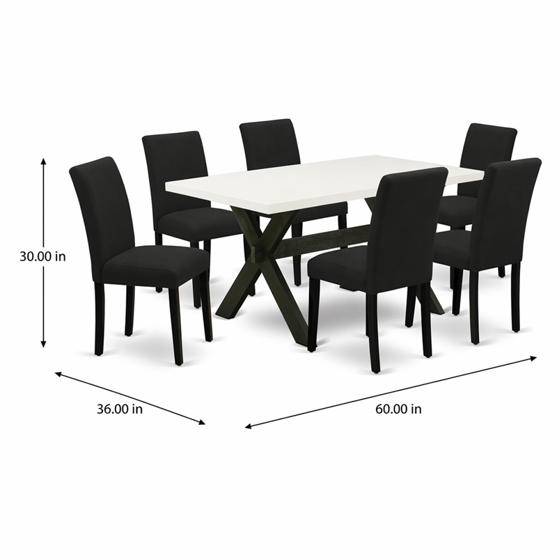 Pemberly Row Modern Wood Dinette Set with 7 Pieces in Black Finish