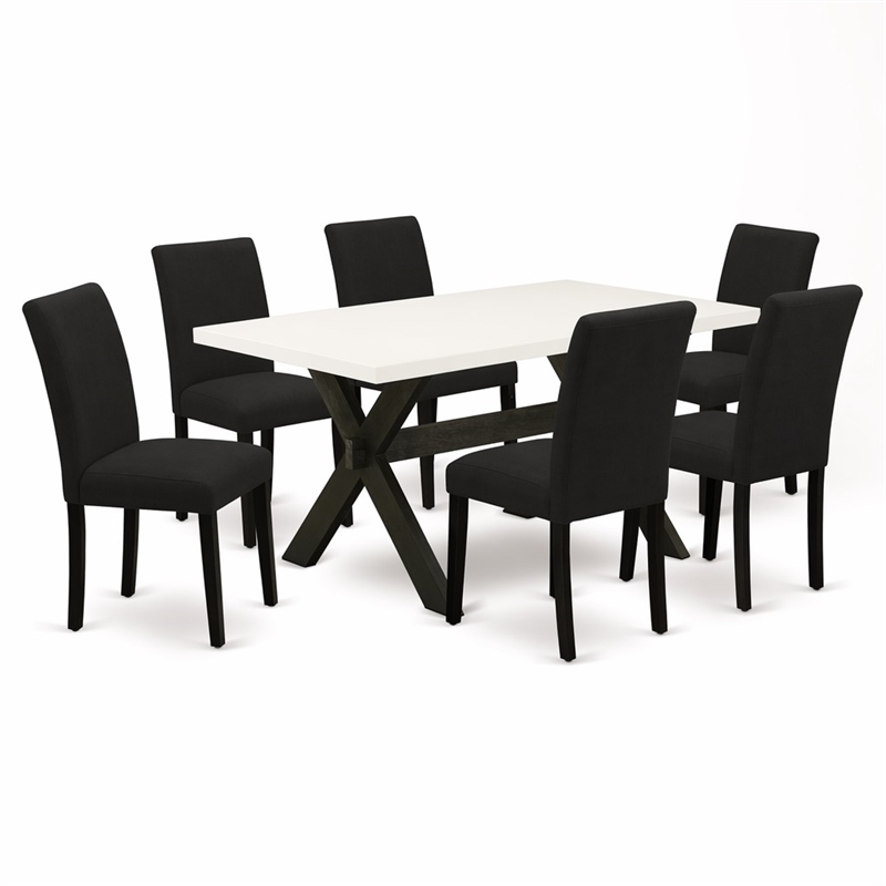 Pemberly Row Modern Wood Dinette Set with 7 Pieces in Black Finish