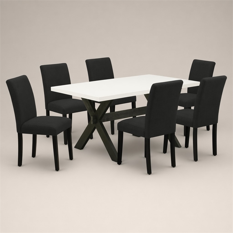 Pemberly Row Modern Wood Dinette Set with 7 Pieces in Black Finish