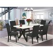 Pemberly Row Wood Dining Room Table Set with 7 Pieces in White/Black