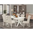 Pemberly Row 7-Piece Dining Room Set with X-Leg Table in Light Beige