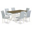 Pemberly Row X-Style 7-Piece Wood Dining Set in Linen White and Jacobean