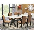 Pemberly Row 7-Piece Wood Dining Table Set in Black and Light Sable