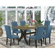 Pemberly Row 7-Piece Wood Dining Table Set in Black and Mineral Blue