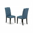 Pemberly Row 7-Piece Wood Dining Table Set in Black and Mineral Blue