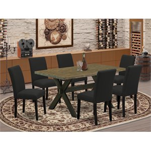 Pemberly Row 7-Piece Wood Dining Room Set with Black Finish