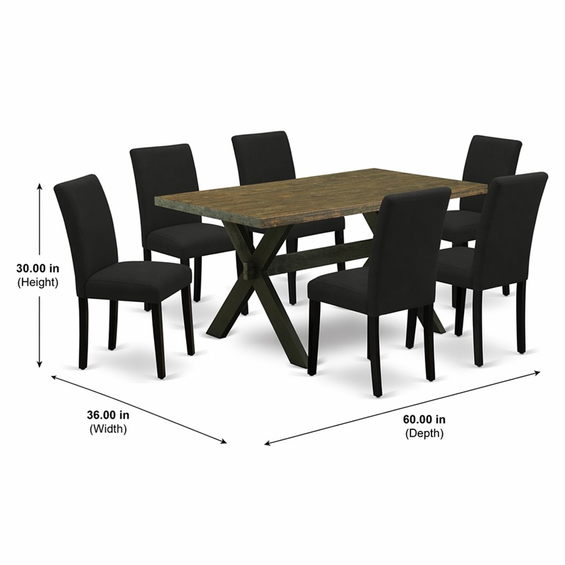 Pemberly Row 7-Piece Wood Dining Room Set with Black Finish