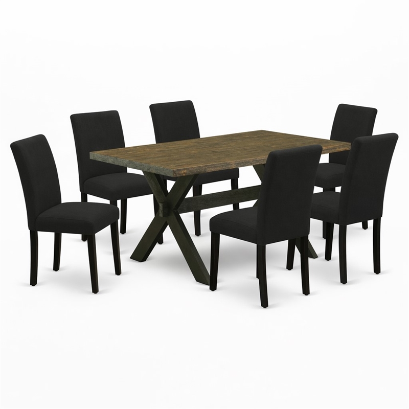 Pemberly Row 7-Piece Wood Dining Room Set with Black Finish
