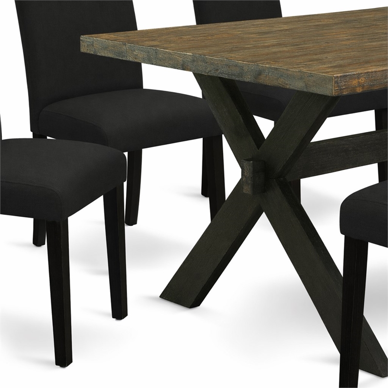 Pemberly Row 7-Piece Wood Dining Room Set with Black Finish