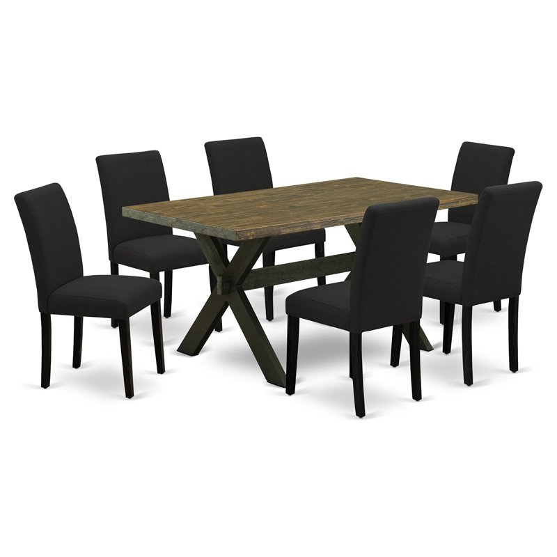 Pemberly Row 7-Piece Wood Dining Room Set with Black Finish