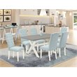 Pemberly Row 7-Piece Wood Dining Set in Baby Blue and Linen White