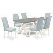 Pemberly Row 7-Piece Wood Dining Set in Baby Blue and Linen White