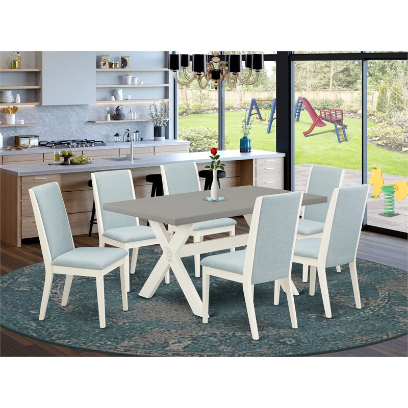 Pemberly Row 7-Piece Traditional Wood Dining Set in Cement Gray Finish