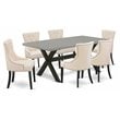 Pemberly Row 7-Piece Wood Dining Set with Upholstered Beige Chairs