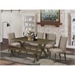 Pemberly Row 6-Piece Wood Kitchen Table Set in Jacobean Brown & Khaki
