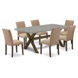 Pemberly Row 7-Piece Wood Dining Set with Cement Top and Light Sable Finish