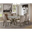 Pemberly Row 7-Piece Dining Set with Black Finish and Linen Fabric Seating