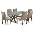 Pemberly Row 7-Piece Dining Set with Black Finish and Linen Fabric Seating