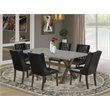 Pemberly Row Dining Set with Button Tufted Chairs and Cement Tabletop